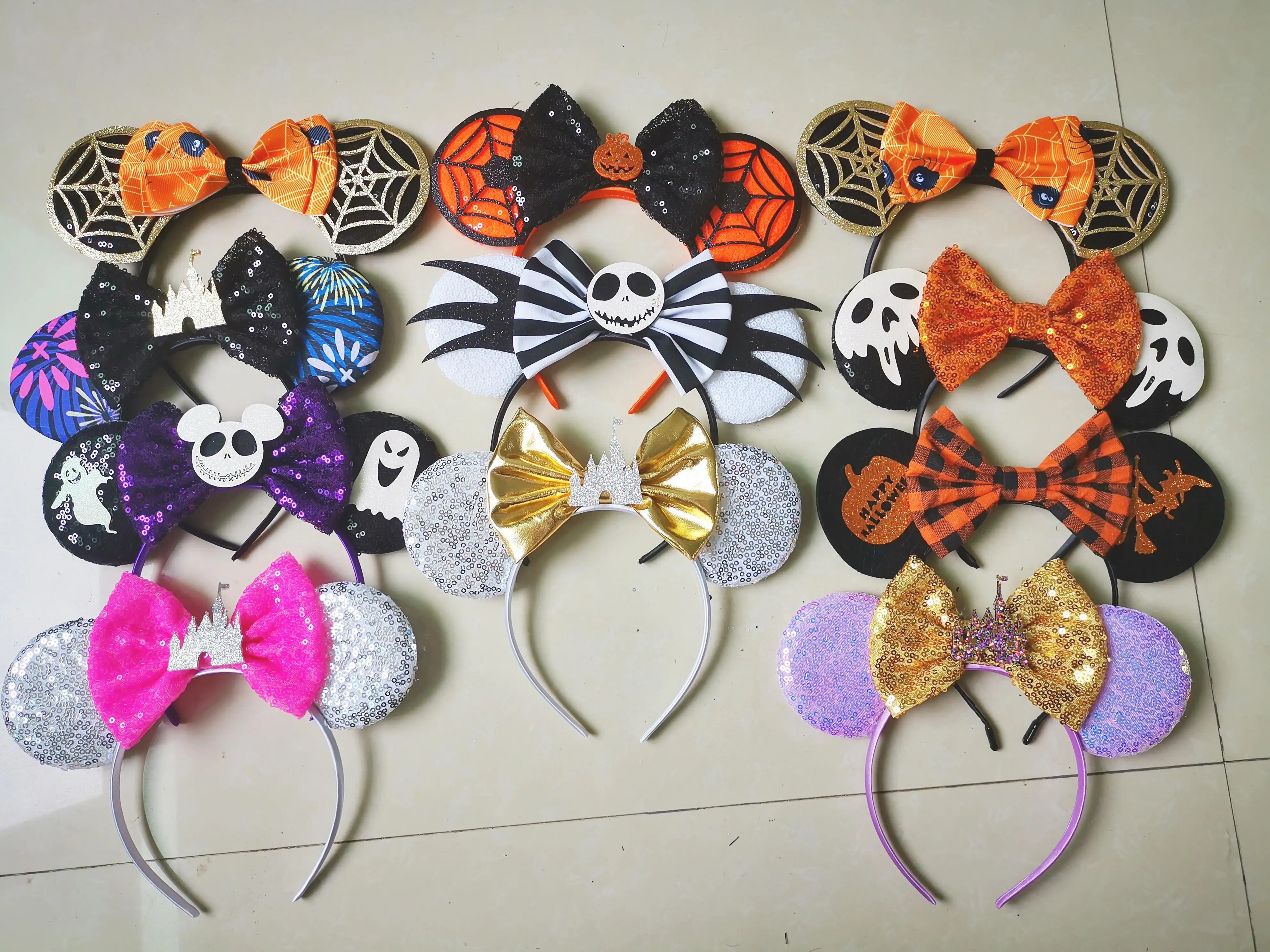 Disney Mickey Mouse Ears Headbands Halloween Ghost Bat Headband for Girls Kids Witch Cosplay Hairbands Women Hair Accessories