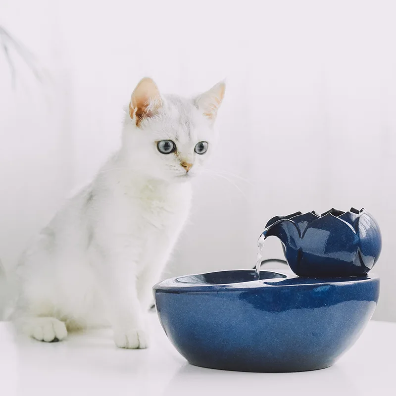 Electric Ceramics Cat Drinking Feeder Automatic Circulating Cat Dogs Drinking Water Fountain Dispenser Pet Products