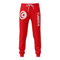 Mens Sweatpants Tunisia Flag Pants with Pockets Joggers Soccer Football Multifunction Sports Sweat With Drawstring