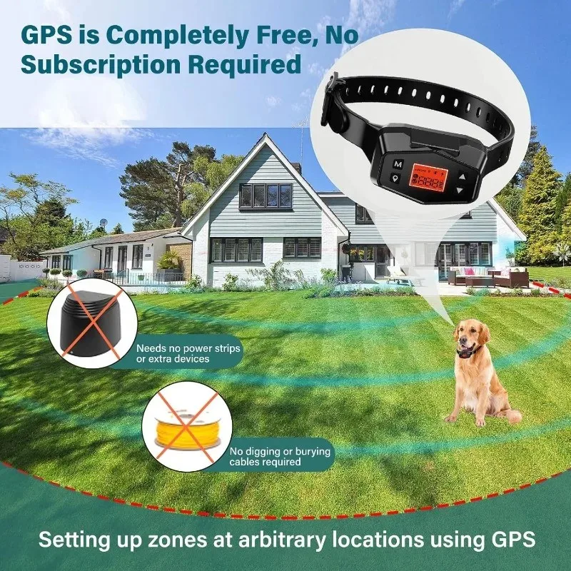 

Wireless GPS Invisible Electric Fence for Dogs No Wires Needed, Electric Wireless Dog Fence, GPS Dog Collar Fence System 3000ft