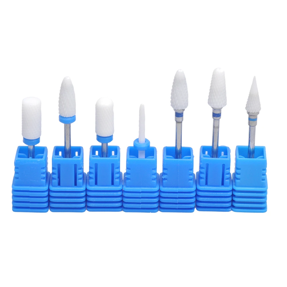 مجموعة لقم مثقاب أظافر سيراميك مكونة من 7 قطع، لقم مثقاب كهربائية احترافية مقاس 3/32 بوصة لتقنية الأظافر من جل الأكريليك