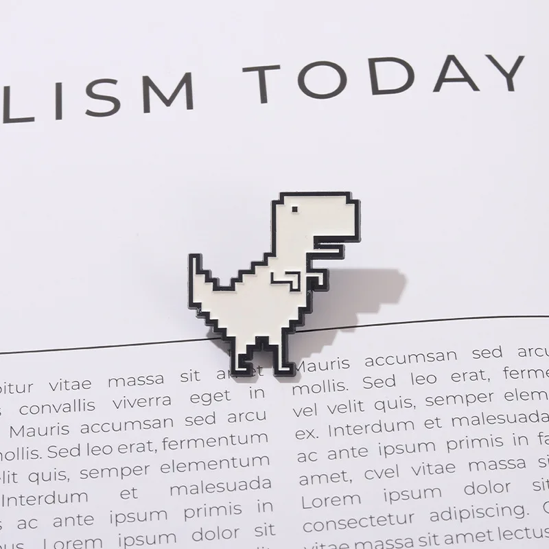 recreational pixel style dinosaur carton metal design Badges Brooch Enamel Pins label Bag Backpack hat Jewelry gift view 4
