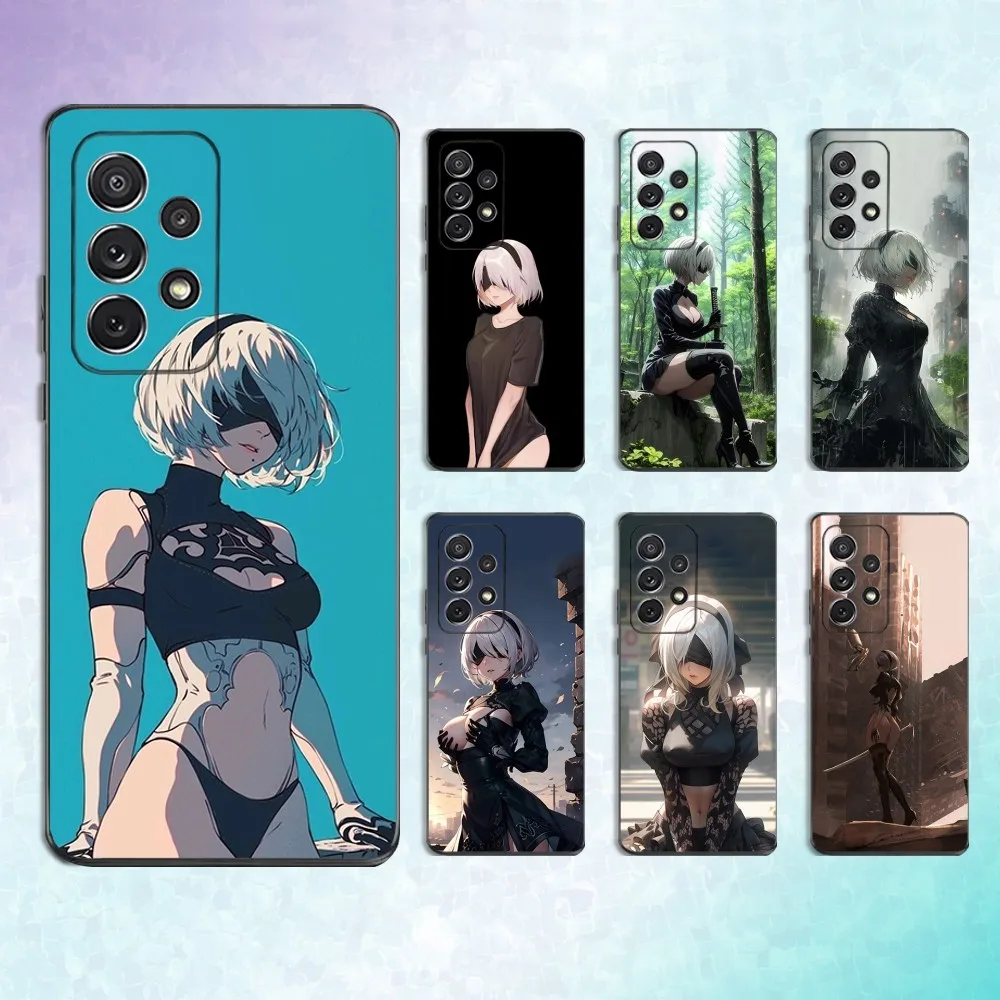 

2b-Niers A-Automata Game Phone Case For Samsung S25,S24,S23,S22,S21,S20,S10,Ultra,Plus,Lite,FE,Soft Silicone Black Cover