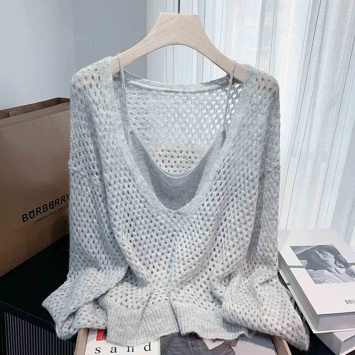 Ce Au Lait الجوف خارج محبوك irt النساء أوائل الخريف بو راي البريد irt Haome قطعتين مجموعة أنبوب مستقيم تخفيف