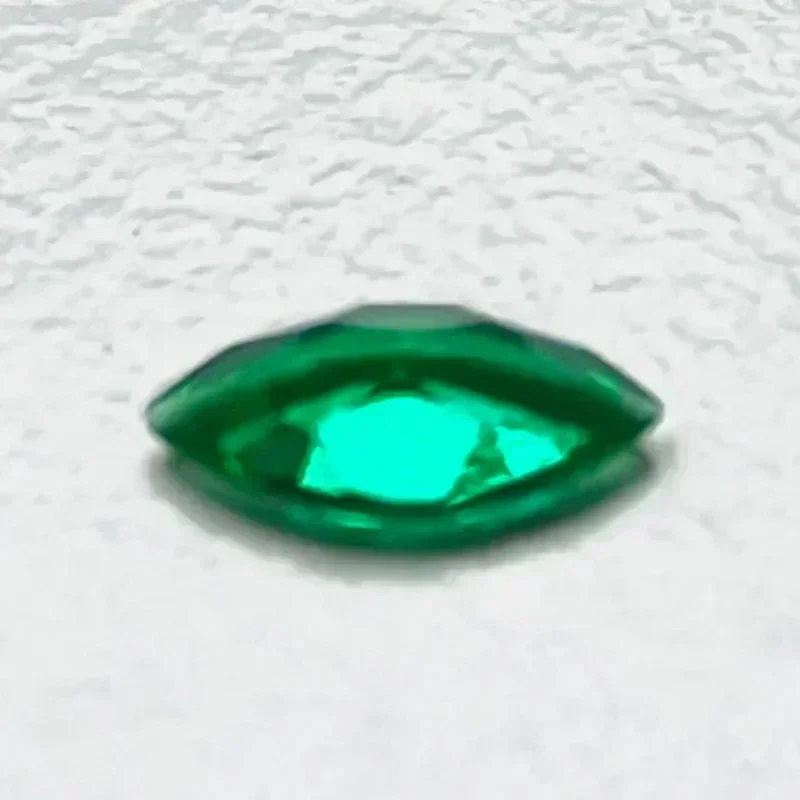 Lab Grown Zambian Emeralds Marquise Cut Hydrothermal Hand Cutting with Cracks Inclusions Inside Selectable AGL Certificate