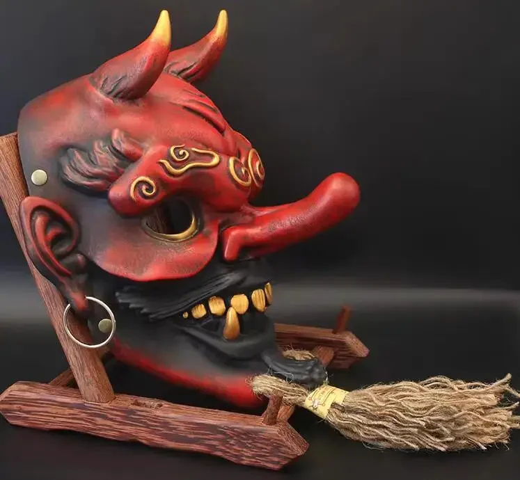 

Devil Mask Banruo Long Nose Red Vintage Hard Cosplay Mask Full-Face Script Kill Resin Mask Japanese Devil Maskes