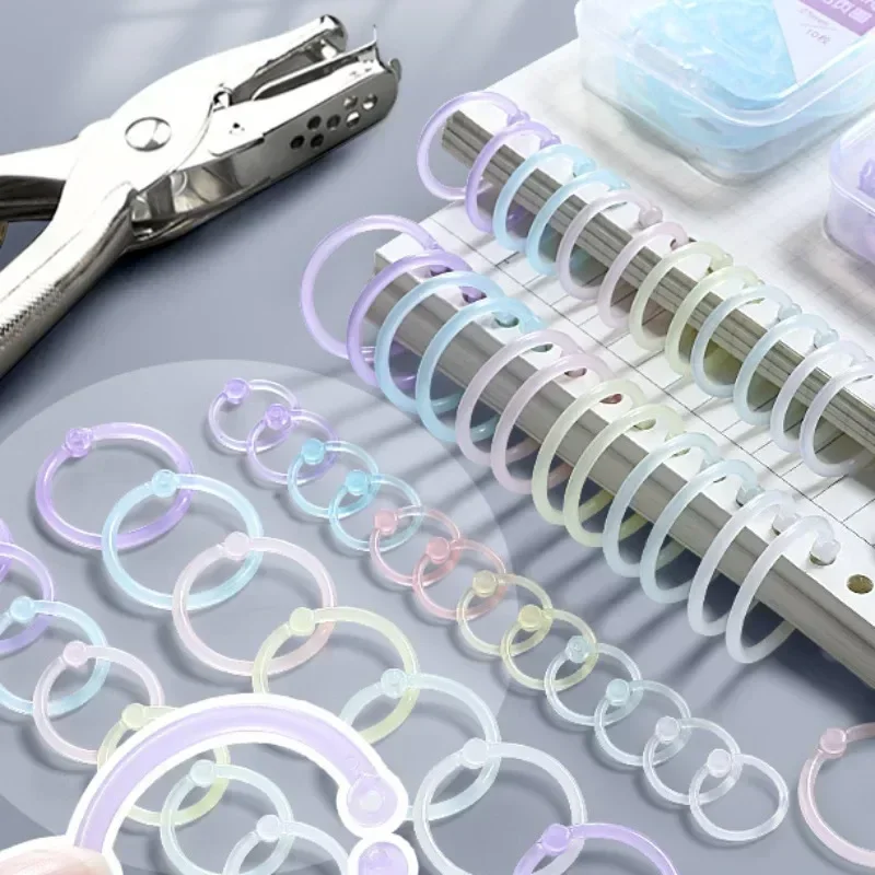 32pcs/set O15mm Loose Leaf Binder Rings Opening Notebook Refill ffice Book Binding Keychain Ring DIY Photo Album Circle Clamps