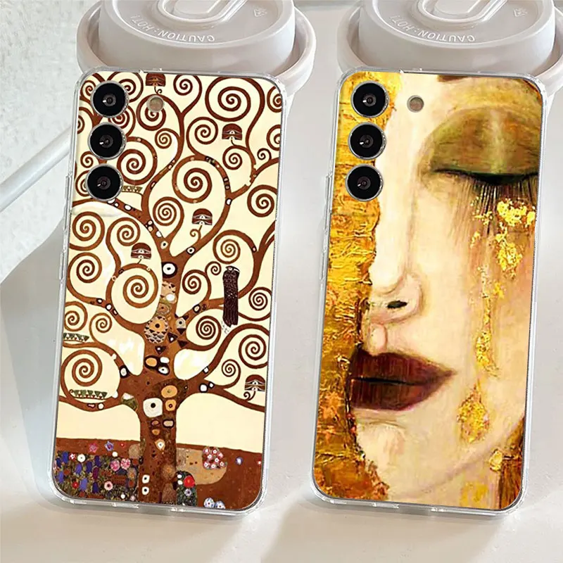 Kiss by Gustav Klimt Design Case for Samsung Galaxy S23 S21 Plus S9 S10e S22 Ultra 5G S10 S20 FE Note 20 TPU Clear Phone Cover