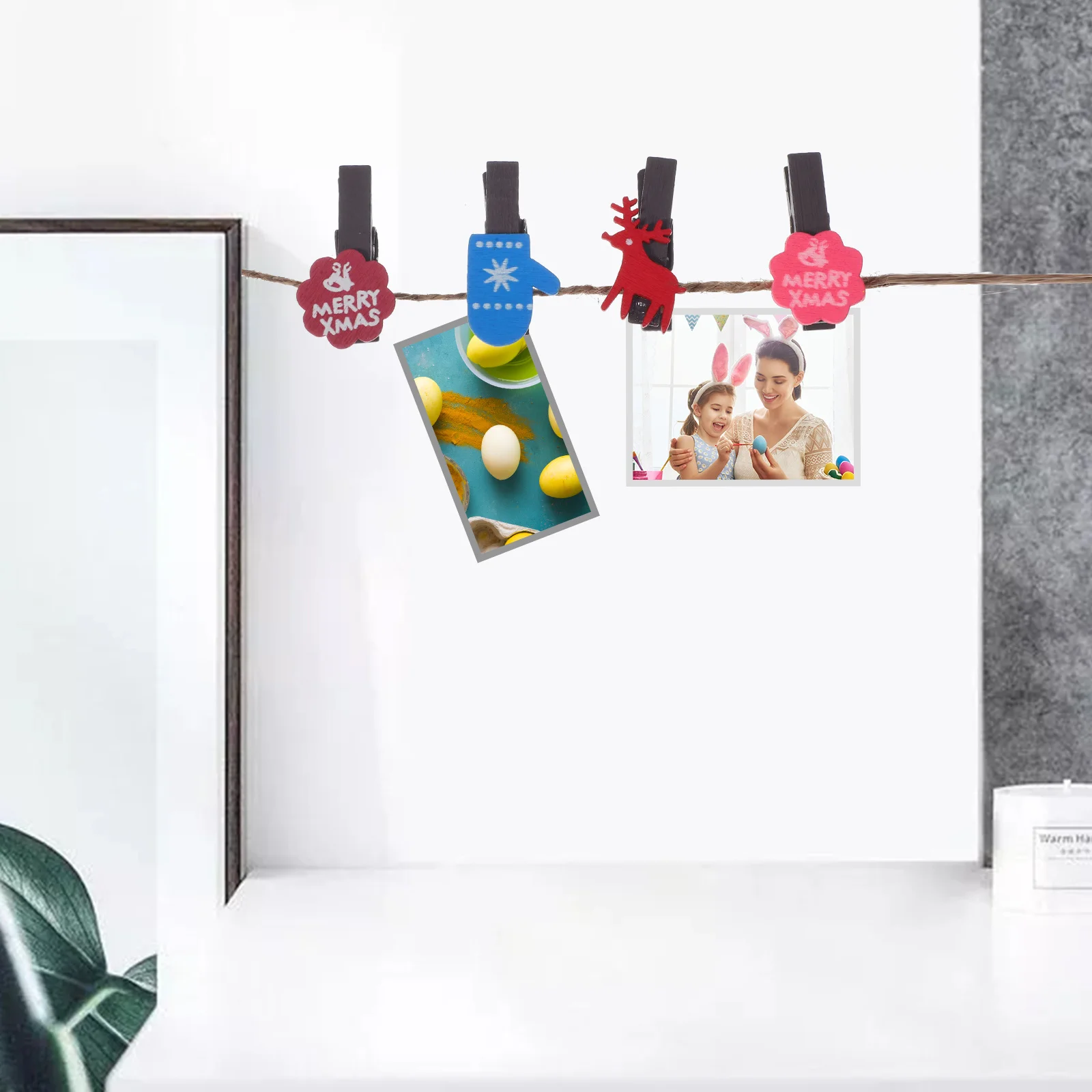 

1Set Decorative Wooden Clips Photo Clips Festival Gift Multi-Function Picture Clamps for Holiday Birthday Celebration Party