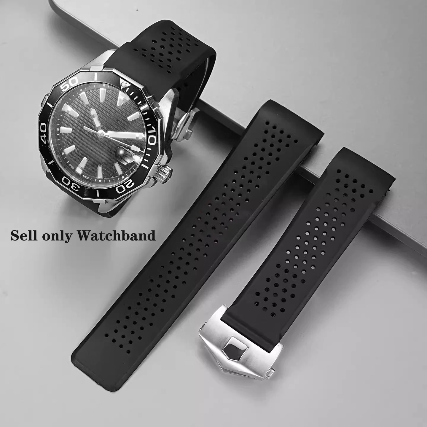 Watch Bracelet For TAG HEUER GRAND CARRERA AQUARACER Soft Silicone Wristband 22mm 24mm Men Watch Strap Rubber Watchbands