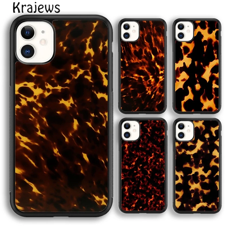 Krajews Dark Tortoise Pattern Phone Case Cover For iPhone 16 15 SE2020 14 6 7 8 plus 11 12 13 pro max coque Shell Fundas