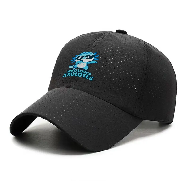 Who Loves Axolotls Quick Dry Baseball Cap Unisex Adjustable Outdoor Sports Sun Hat