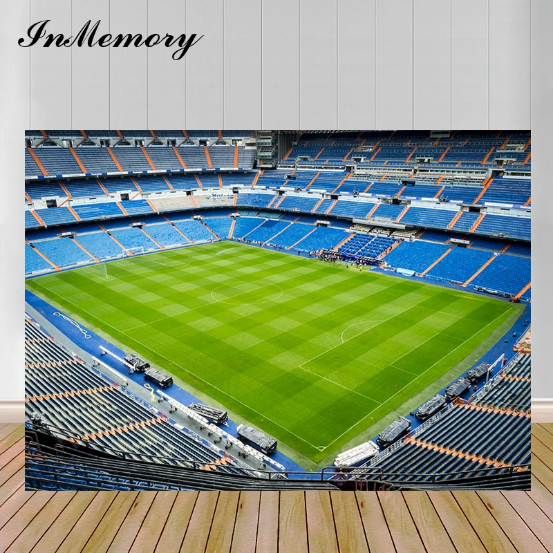 خلفية مخصصة لتصوير كرة القدم ، دعامة صور ، ملعب كرة قدم ، ملعب مدريد الحقيقي ، حفلة عيد ميلاد ، صبي