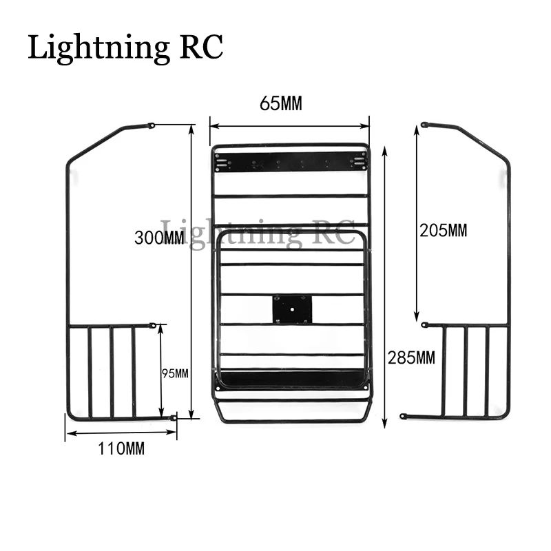 

Metal Roof Rack Roll Cage Luggage Tray With LED Light Bar For 1/10 RC Crawler Car Axial SCX10 Jeep Wrangler Body Shell