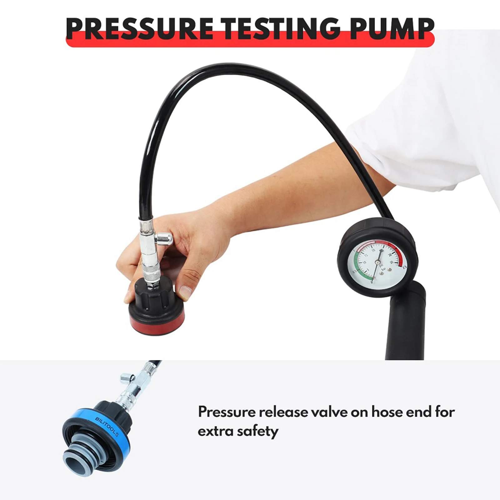 

Radiator Pressure Tester 28-Piece Universal Fit Vacuum Filling Kit Radiator Leak Tester Leak Detection Leak Tester Tool