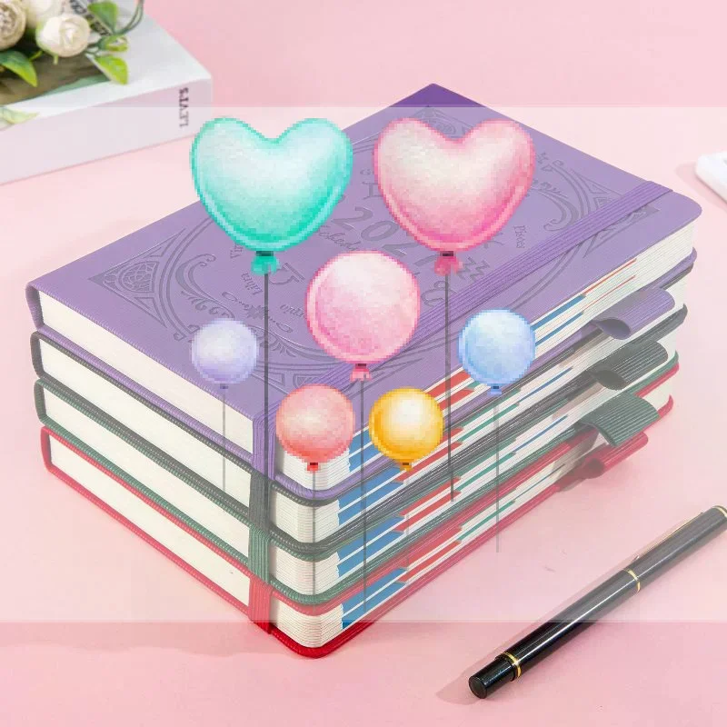 2027 Zodiac Pattern Embossed Planner Notebook With Elastic Strap Pen Loop For Daily Schedule Office Study