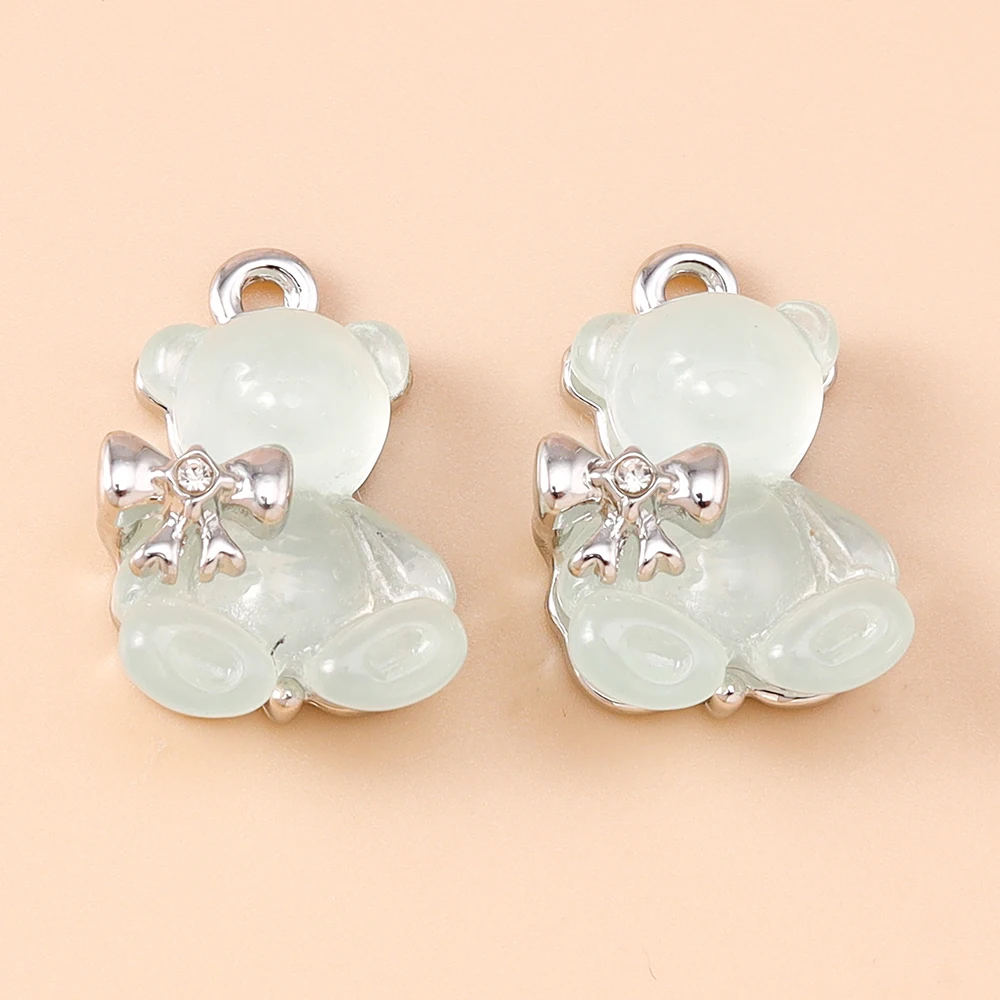 Leslie 5 Stück 13 x 19 mm niedliche zierliche Kristall-Gummibärchen-Charms für Anhänger, Halskette, Armband, Schmuckherstellung, DIY, niedlicher Anhänger, Basteln – Detail 5