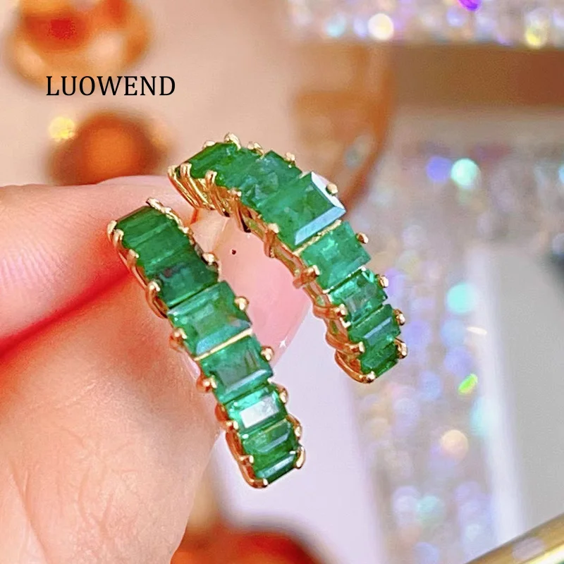 

Серьги LUOWEND из 100% желтого золота 18 карат, роскошные винтажные серьги-капли 2,90 карата с натуральным изумрудом для женщин, ювелирные изделия для вечеринок