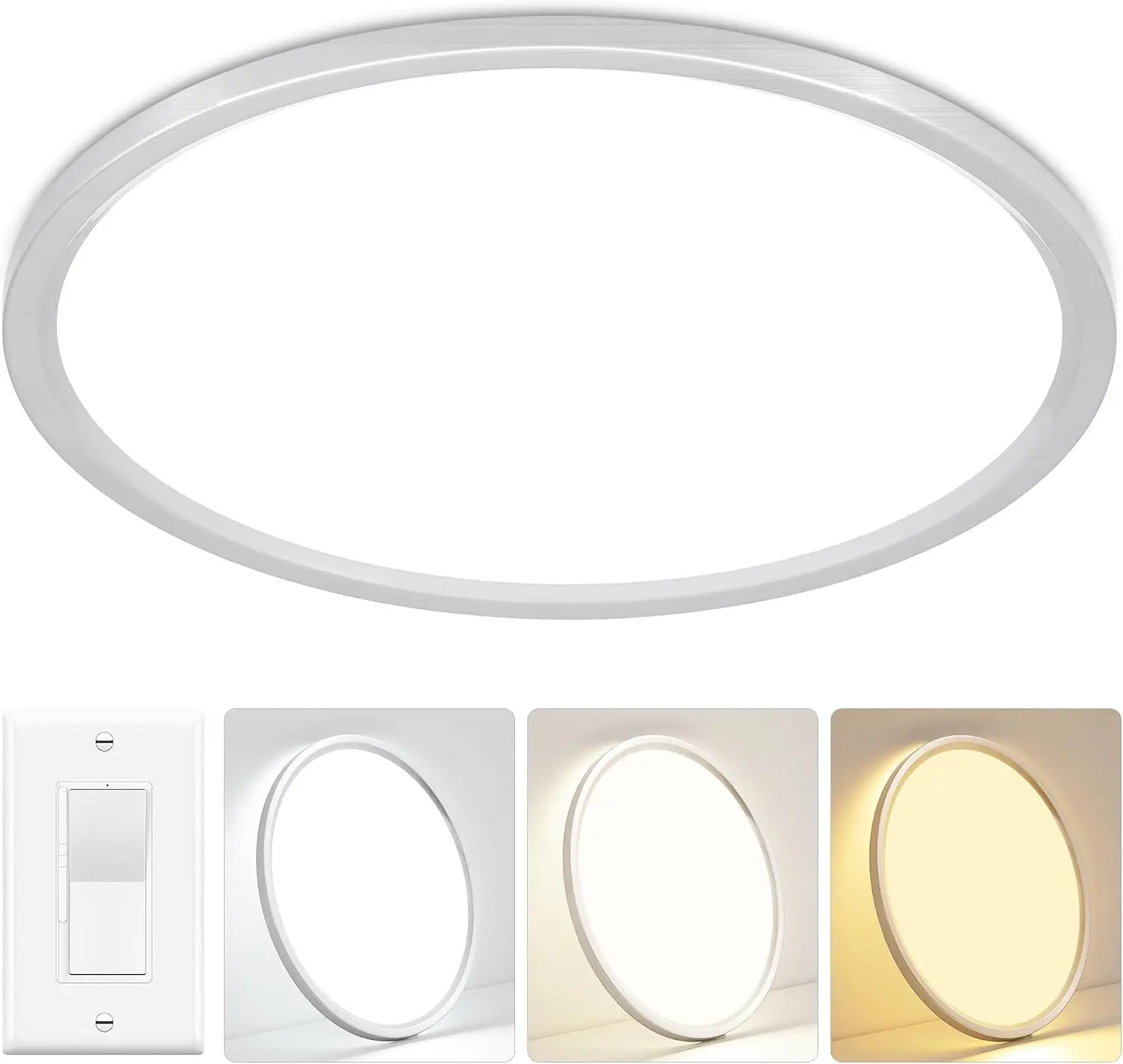 Dimmable Brushed Nickel Led Flush Mount Ceiling Light Large