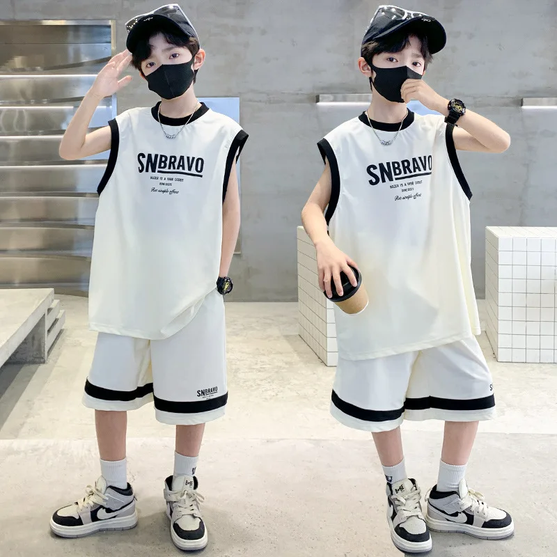 2025 جديد للأطفال ملابس الصيف سترة دون أكمام رياضي الشارع الشهير ملابس أطفال باردة نمط غير رسمي 6 8 10 12 14 سنة #2