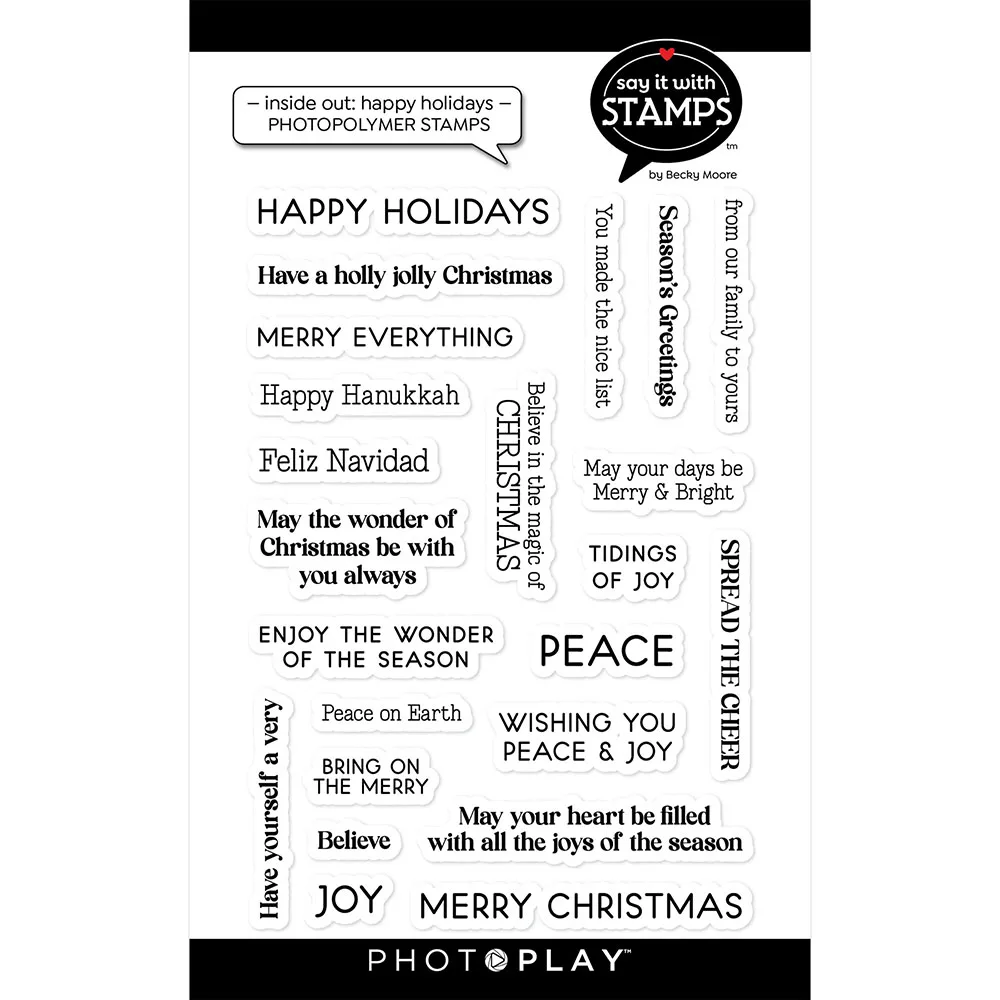 

Inside Out Happy Holidays Clear Stamps 2023 New Scrapbooking Paper Making Frames Card Craft no Cutting Dies