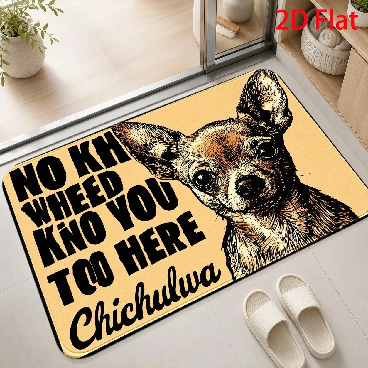 Funny Dog Lover Doormat with Chihuahua Portrait - 
