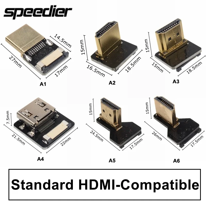 FPV HDMI-compatible Type A Male UP&Down Angle 90 Degree to HD Micro/Mini-HDMI Connectors HDTV FPC Multicopter Aerial Photography