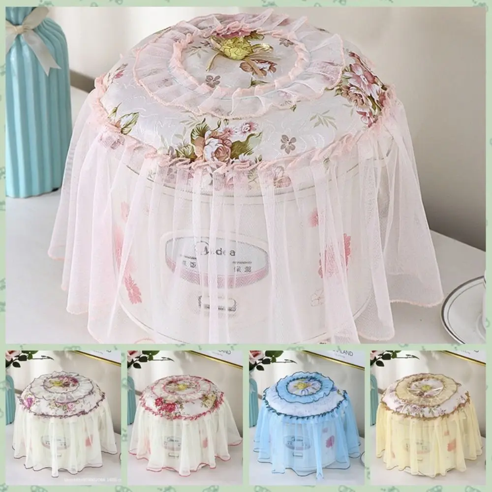 Flower Printed Rice Cooker Lace Dust Covers Antifouling Oil-proof Antifouling Protector Cloth Round Yarn Edge