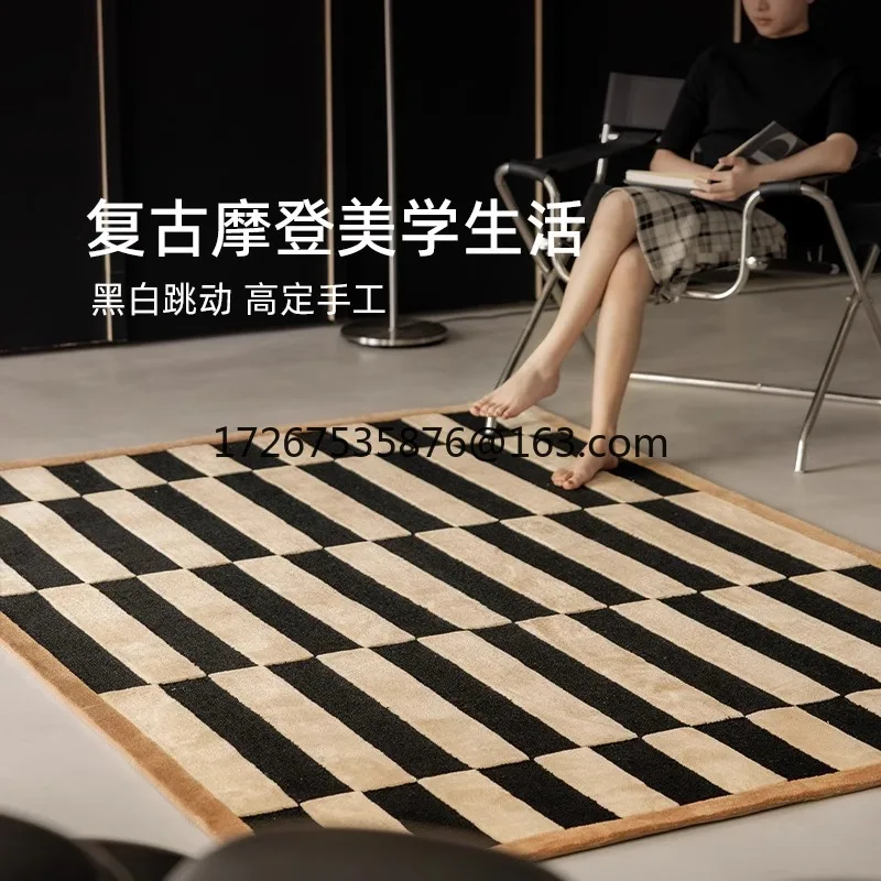 

Haute couture handmade carpet living room retro wool blended villa mansion coffee table blanket light luxury thickened pad