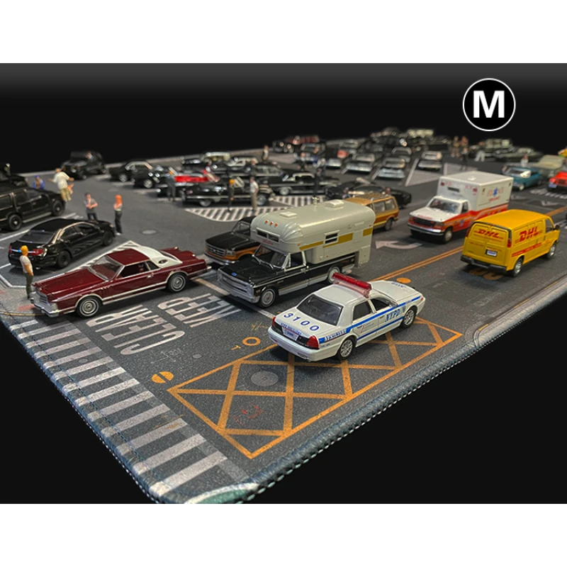 1:64 Scale Car Mat Streets New York Road NYPD Scene Accessory Parking Lot Mat For Diecast Vehicle Display Mouse Pad Shows