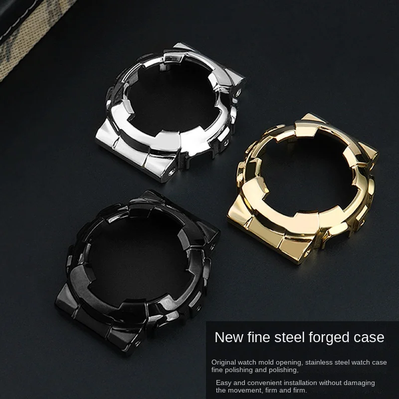 Modified Golden Case Bezel metal Watchband Set For Casio G-SHOCK Black Samurai GA-110GB GA100 GA120 Stainless steel Watch strap