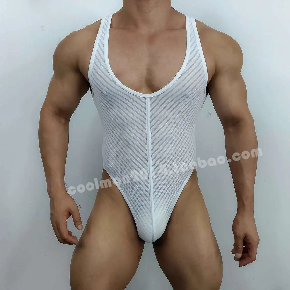 

Summer ice silk see through men sports fitness bodysuit Ultra thin sexy t shirt tank top streetwear