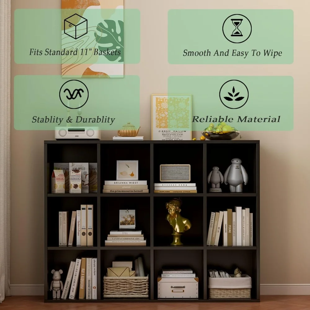 3 Tier Cube Storage Shelf Bookcase Open Book Rack Display Cabinet for Home Office