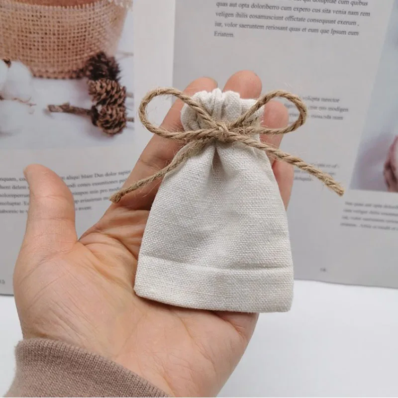 Cotton Gift Bags Burlap Drawstring Muslin Dust Sack 8x10cm 9x12cm 10x15cm 13x17cm pack of 50 Makeup Jewelry Packaging Pouches