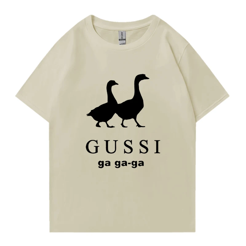 High Quality T shirt GUSSI Ga Ga Ga Fashion Funny Summer short sleeve t-shirts streetwear Men Women clothing Cotton Unisex Top