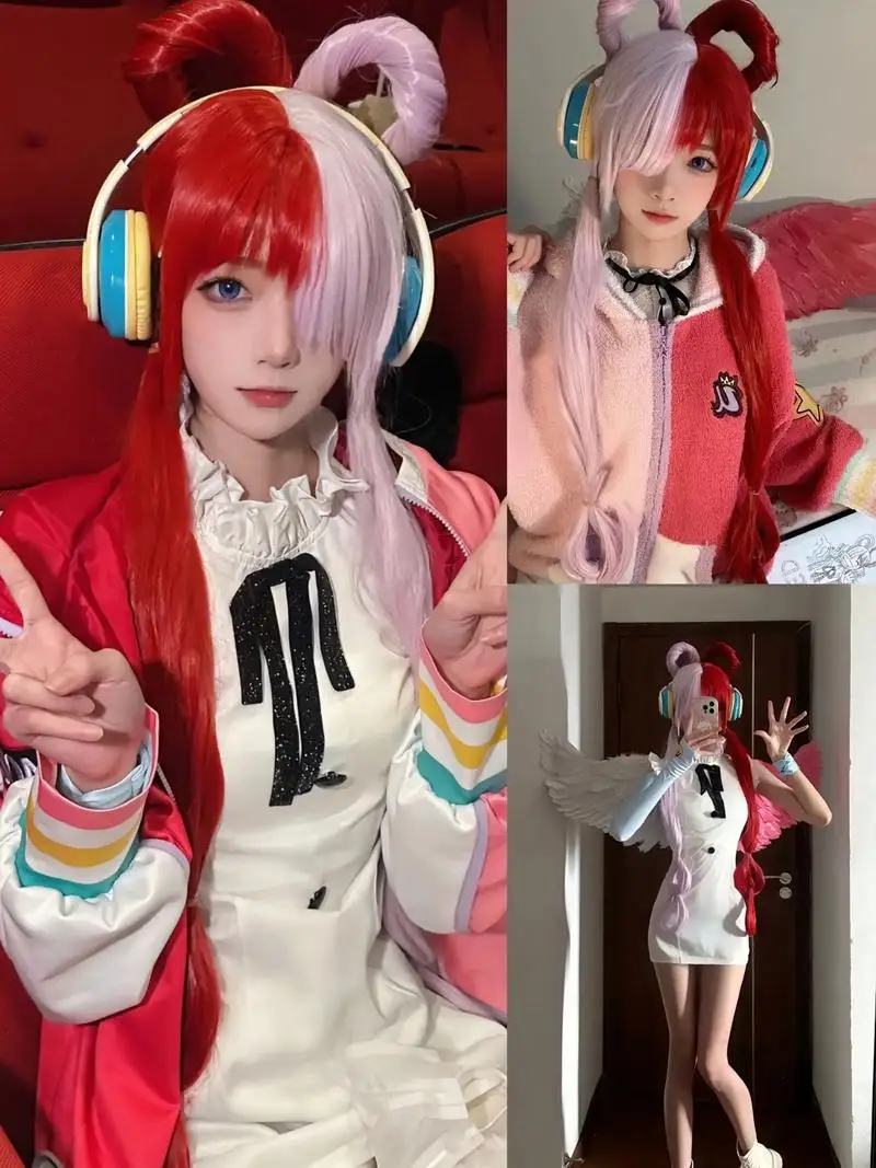 FILM Merah UTA Shanks Daughter Cosplay Anime Costume for Girls Pink Jacket Skirt with Sleeves Women's Dress Coat Suit view 6