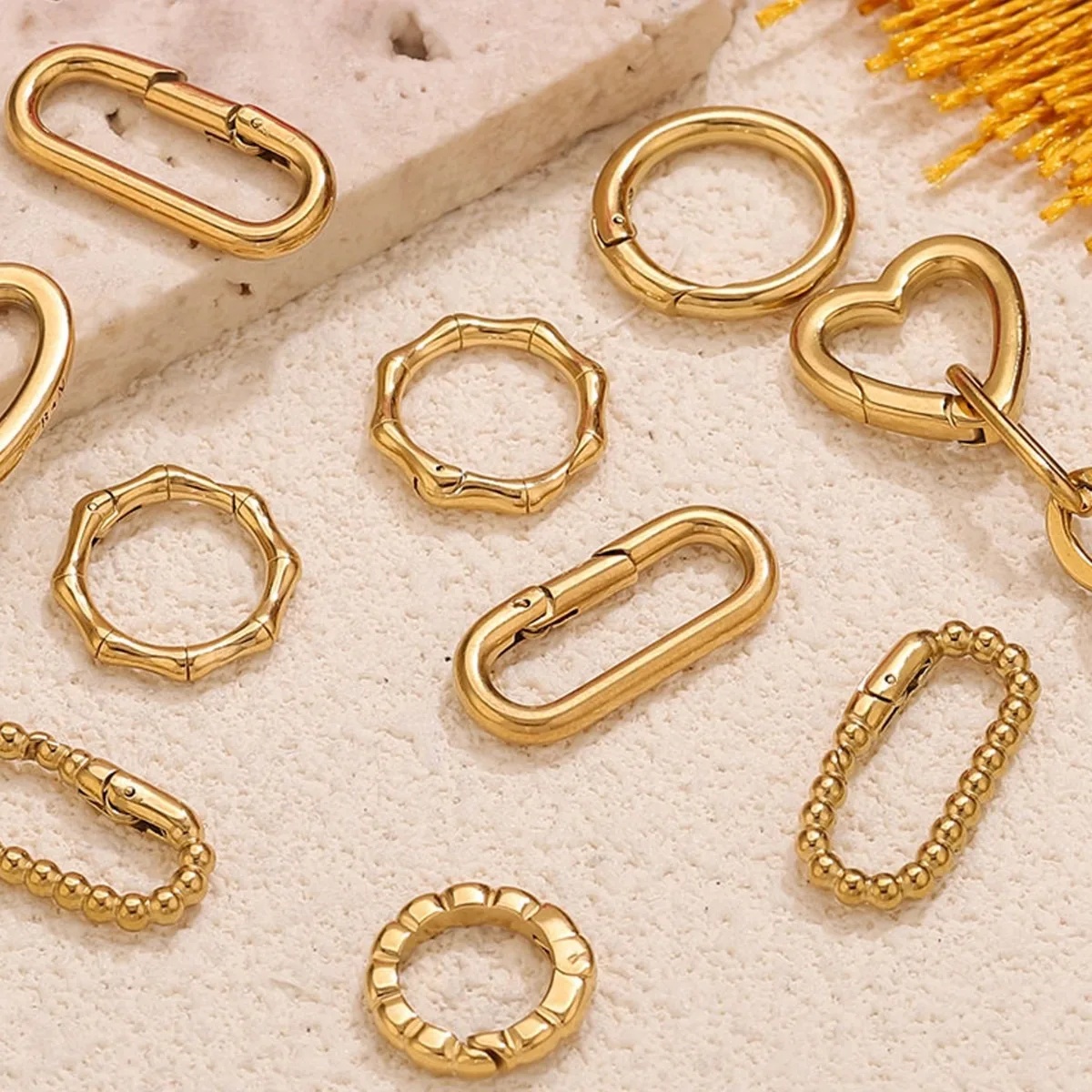 2pcs Stainless Steel Clasps Gold Geometry Heart Round Ring Lobster Clasp Hook Connectors DIY Jewelry Making Supplies Accessories image 3
