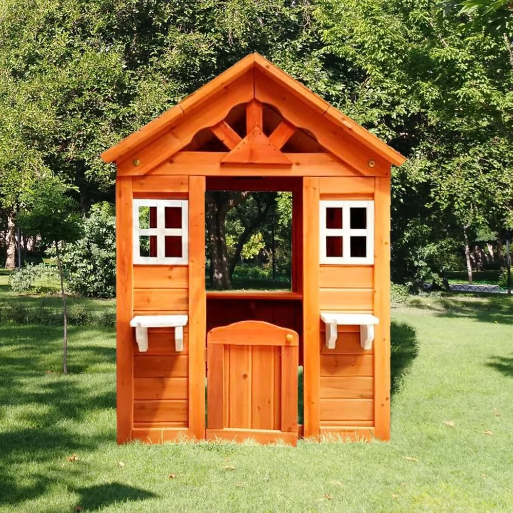 

Outdoor Game House for Children, Wooden Playhouse, Fun Corner Playhouse for Garden Lawn Patio Yard