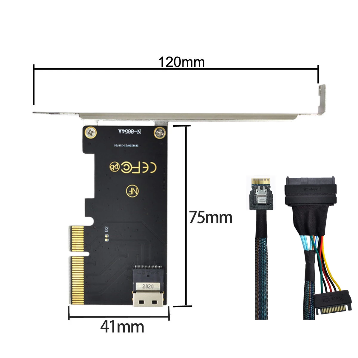 CYDZ Jimier PCI-E Express 3.0 4.0 to SFF-8654 슬림 라인 SAS 카드 어댑터, U.2 U2 SFF-8639 NVME PCIe SSD 케이블, 메인보드 SSD용