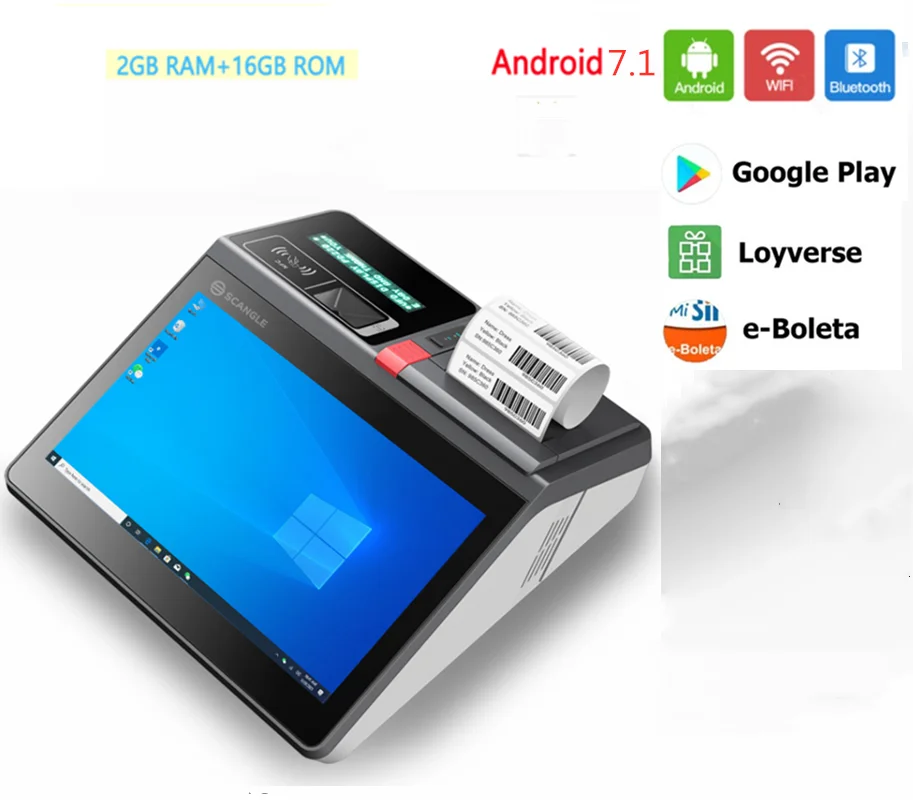 11.6inch Android POS Terminal with 80mm Thermal Printer/ NFC reader/ VFD display For Food Court