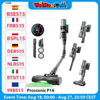 Proscenic P16 Cordless Stick Vacuum Cleaner 50Kpa Suction 55Min Runtime 180 °   Bendable Wand Anti-Tangle Floor Brush for Home Use