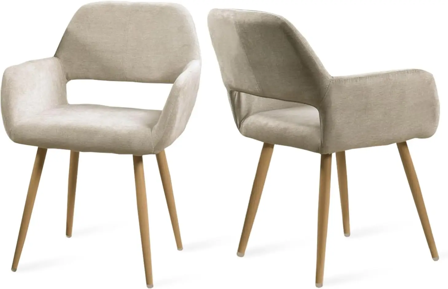 Dining Chairs Set of 2 with Arms Fabric Upholstered Seat Backrest Armchair for Dressing Table Desk Lounge Living Roo