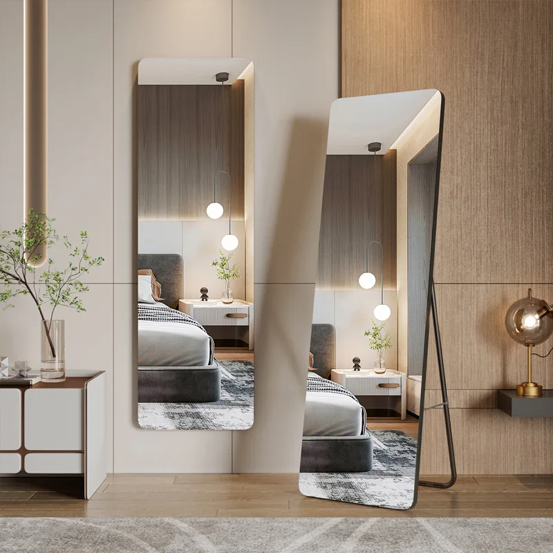 مرآة لكامل الجسم عالية الدقة مقاومة للانفجار، أرضية سيلفي منزلية مثبتة على الحائط لمتجر الملابس