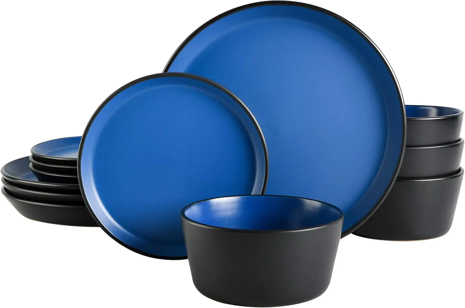 

Sofia Coupe Stoneware Dinnerware Set, Service for 4 (12pcs), Matte Blue