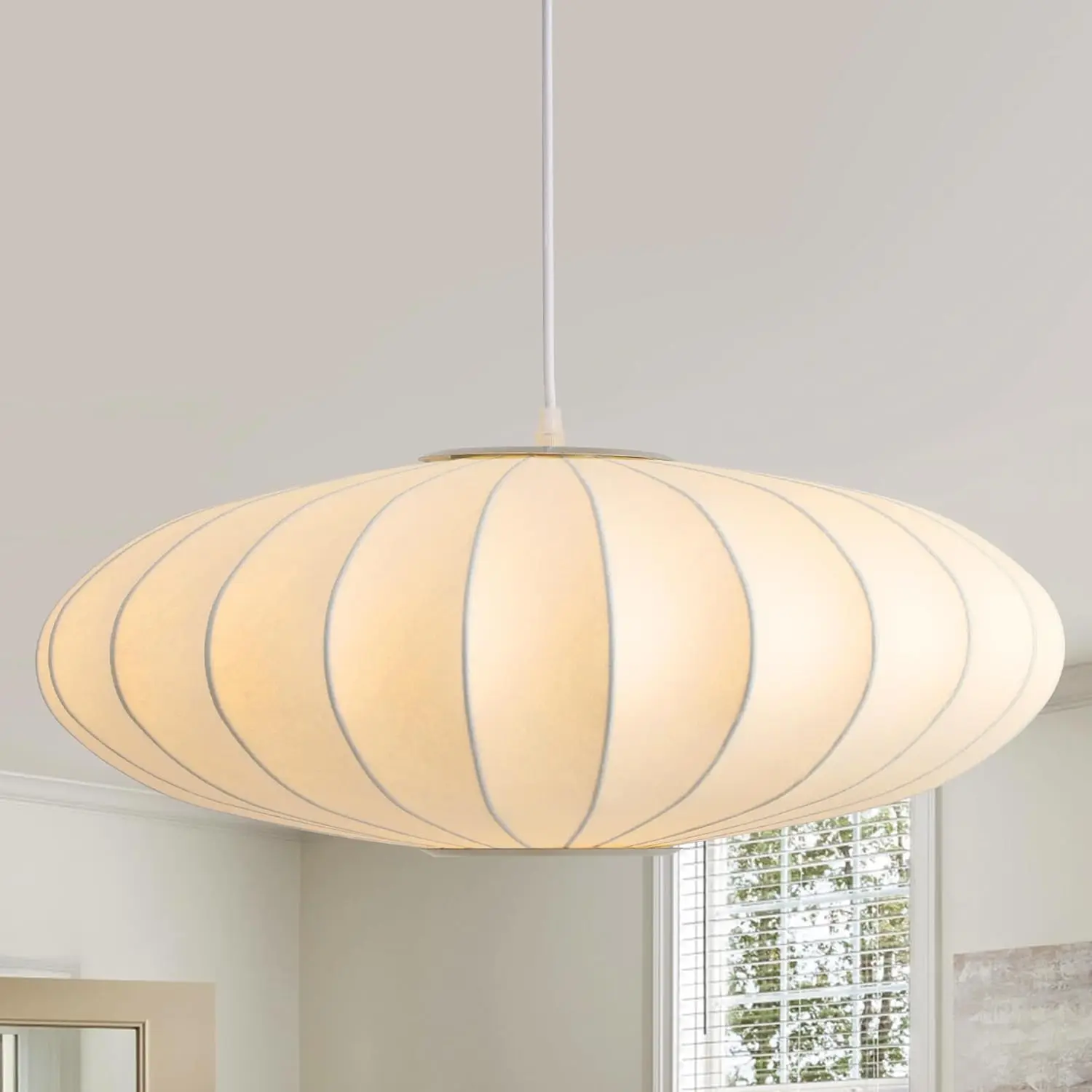 

Lantern Pendant Imitation Silk Lampshade Bubble Hanging Chandelier for Living Dinning Room Kitchen Island Bedroom Restaurant