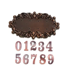 Plastic 3-4 Digit House Number Door Plate Imitation Antique Copper Metal Custom Sign Outdoor Mailbox Villa Hotel Apartment 0-9