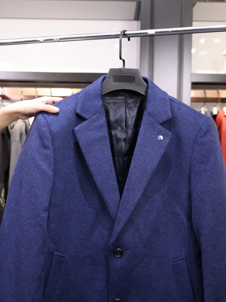 Homesi 2025 осень-зима мужской простой костюм с воротником 00 шерстяное повседневное пальто средней длины Faion Urban Sle молодежная верхняя одежда