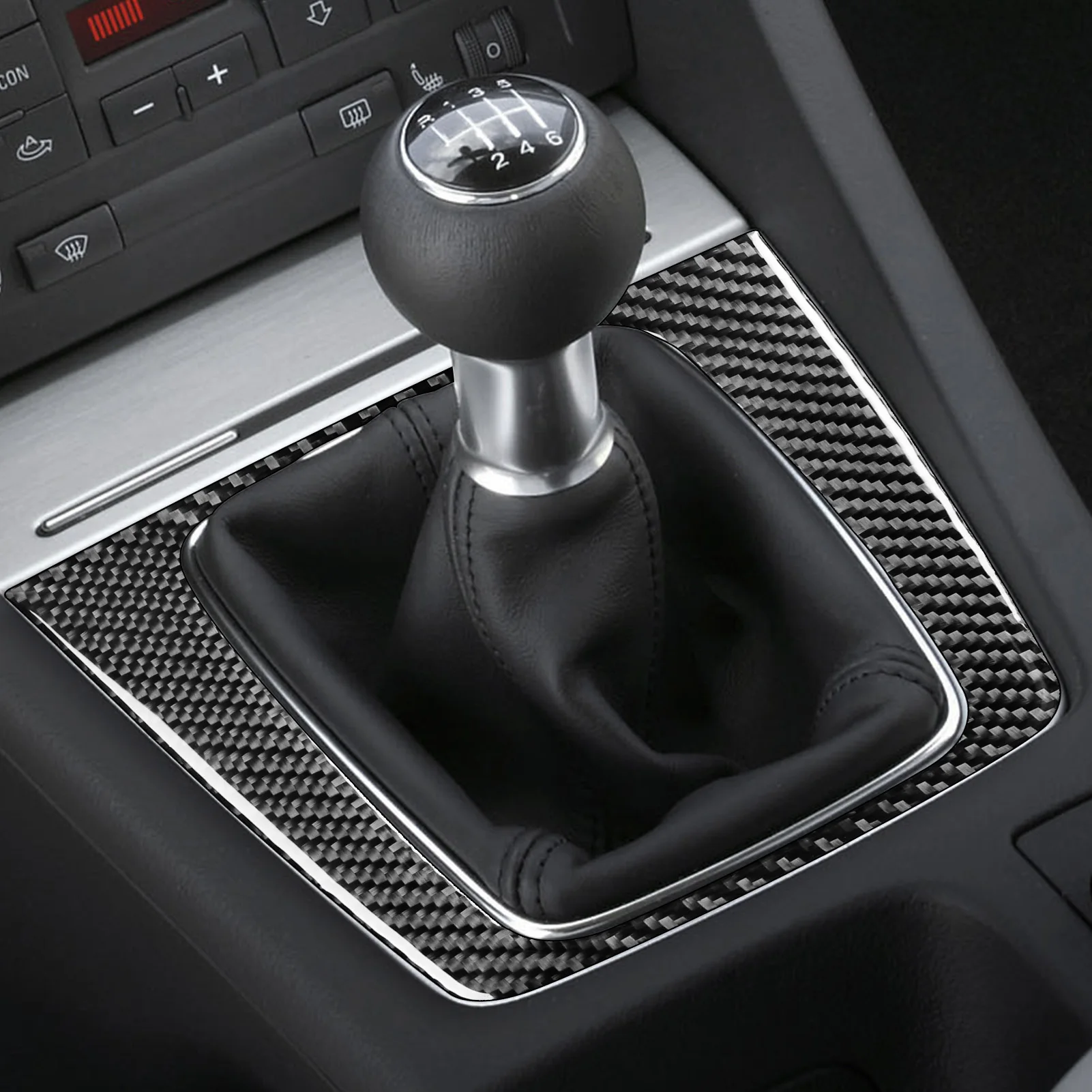 Carbon Fiber Auto Manual Engrenagem Capa, Guarnição Etiqueta Decoração, Acessórios Interior do carro, Audi A4, S4, B7, 2005, 2006, 2007, 2008