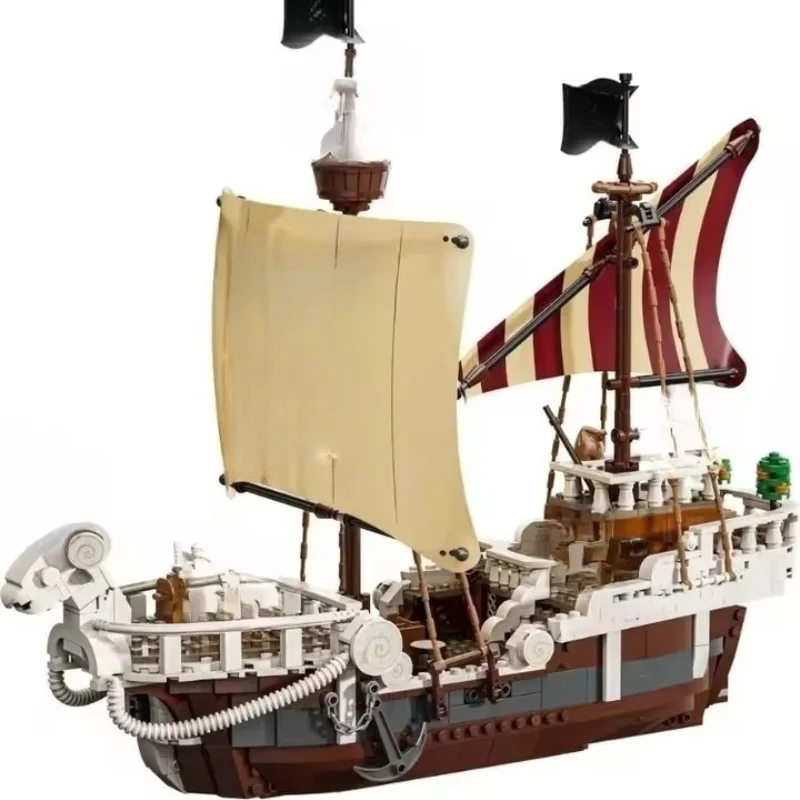 Nieuw MOC piratenschipmodel met schapenkop, 1376 stuks bouwstenen, huisdecoratie, cadeau voor jongens en meisjes