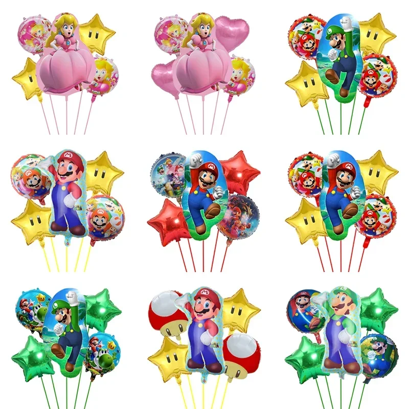 Super Mario Brothers Foil Balloon Luigi Peach Princess Figure Design Balloon Childrens Birthday Party Background Decoration Prop